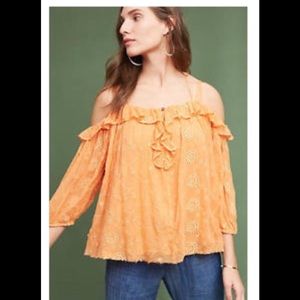 Anthropologie Orange Could Shoulder Top